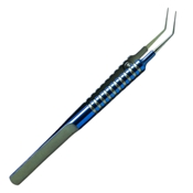 Precision Blue And Gold Titanium Kellan Endocapsular IOL Insertion Forceps Notched Tip Diameter 0.15mm; Notch Is 1.0mm From Tip 